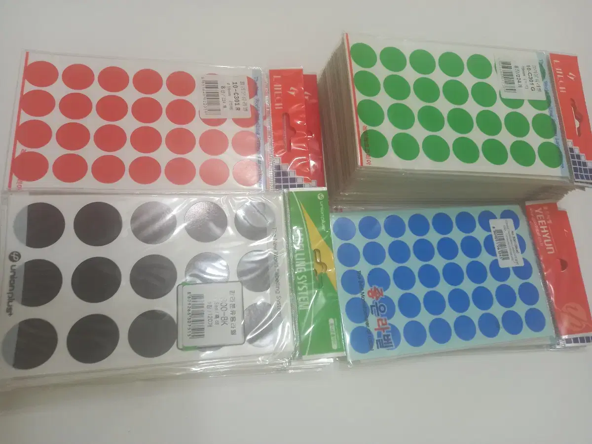 Color-coded labels sticker, 60 bags, sold for 15,000 won per carton