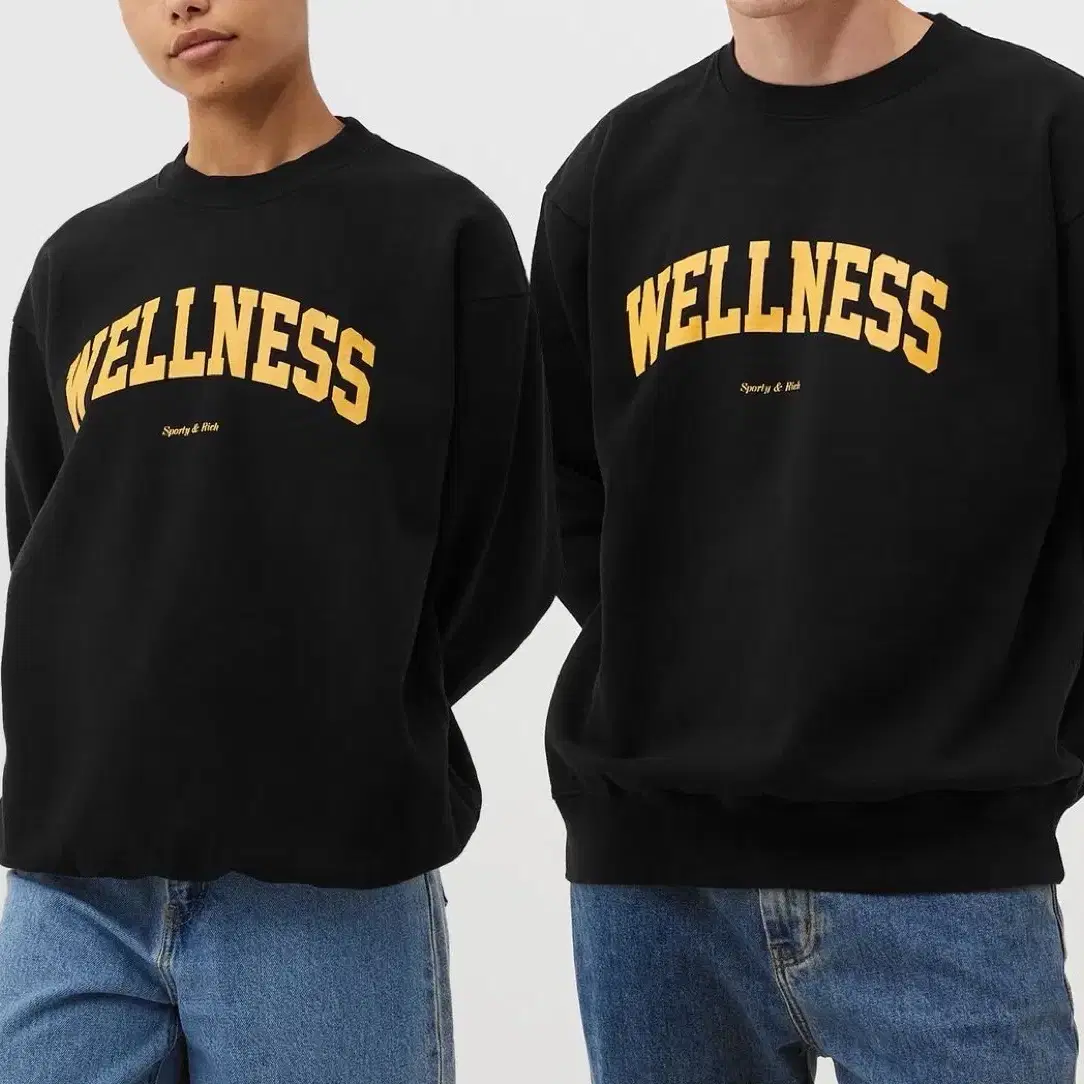 SPORTY&RICH 스포티앤리치 공용 블랙 WELLNESS 로고 기모