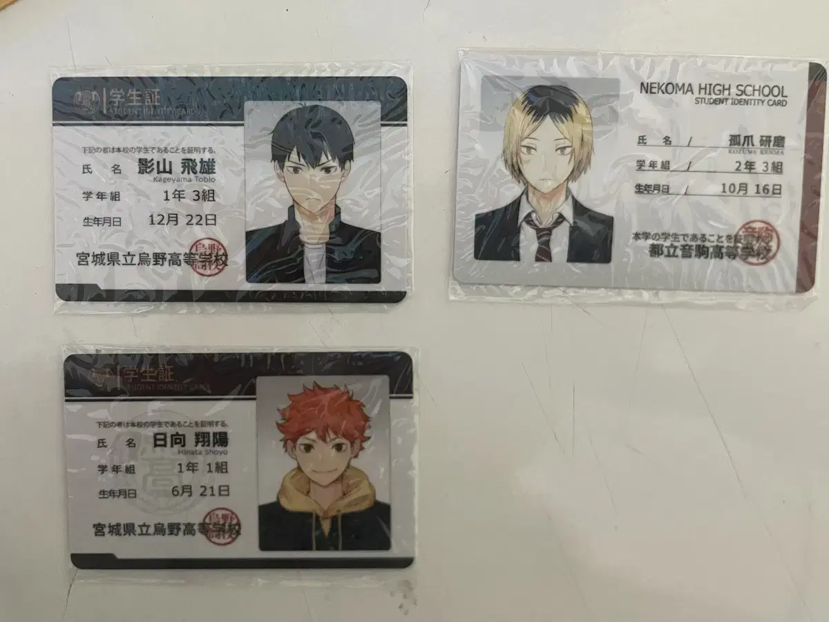 haikyuu Student ID Cuzme Kenma hinata Shoyo Kageyama Tobio