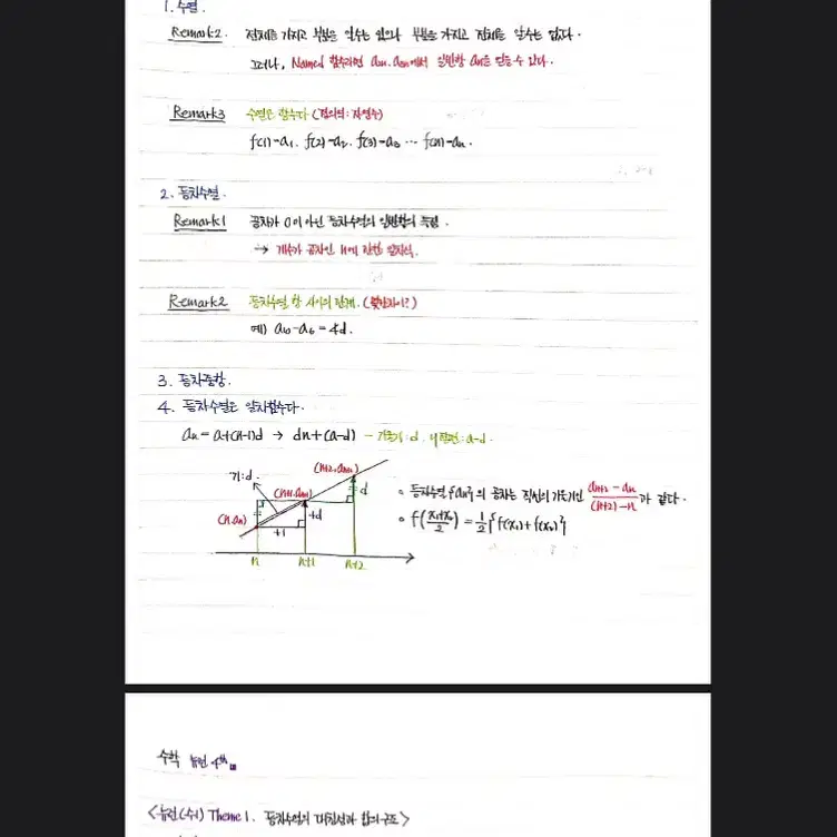 수1,2 필기노트 팔아요