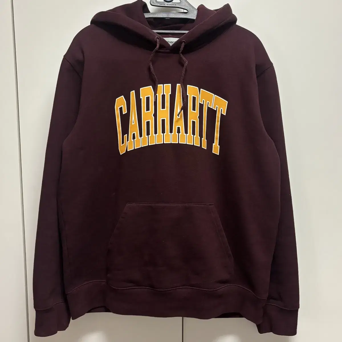 CARHARTT 칼하트 로고 기모 후드티 버건디