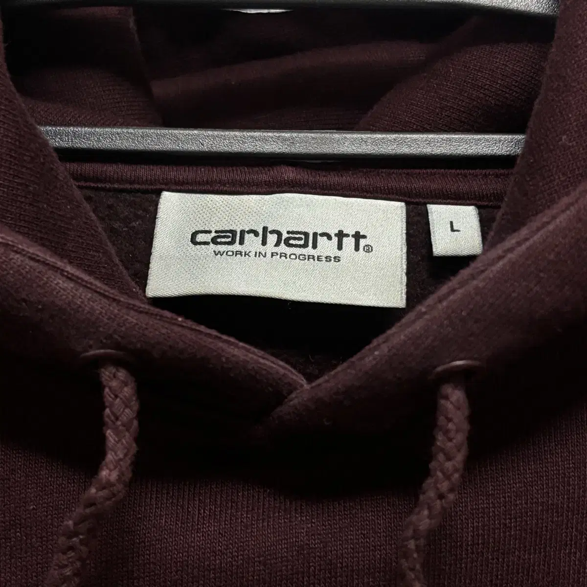 CARHARTT 칼하트 로고 기모 후드티 버건디