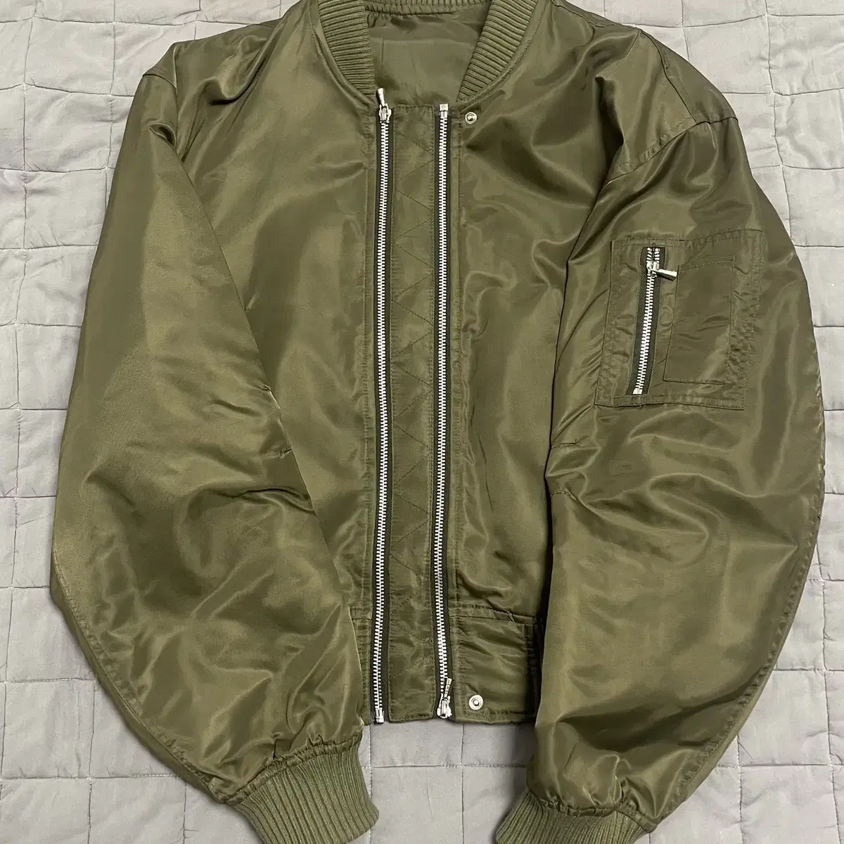 stu office double way short bomber khaki