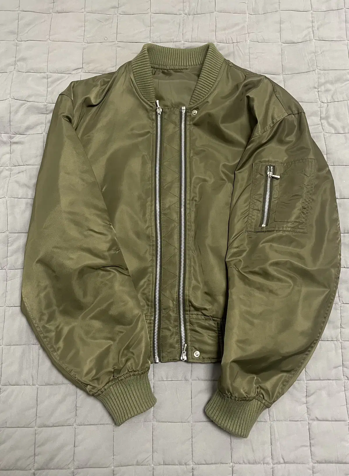 stu office double way short bomber khaki