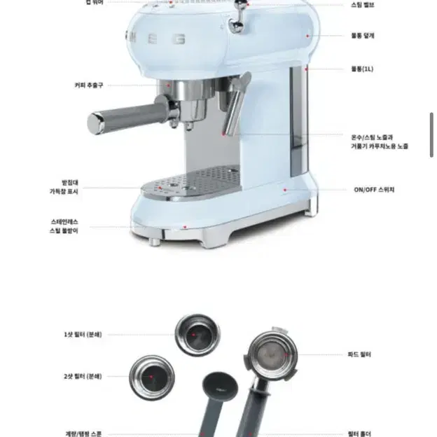 미개봉 ) smeg 스메그 반자동 커피머신 ECF01