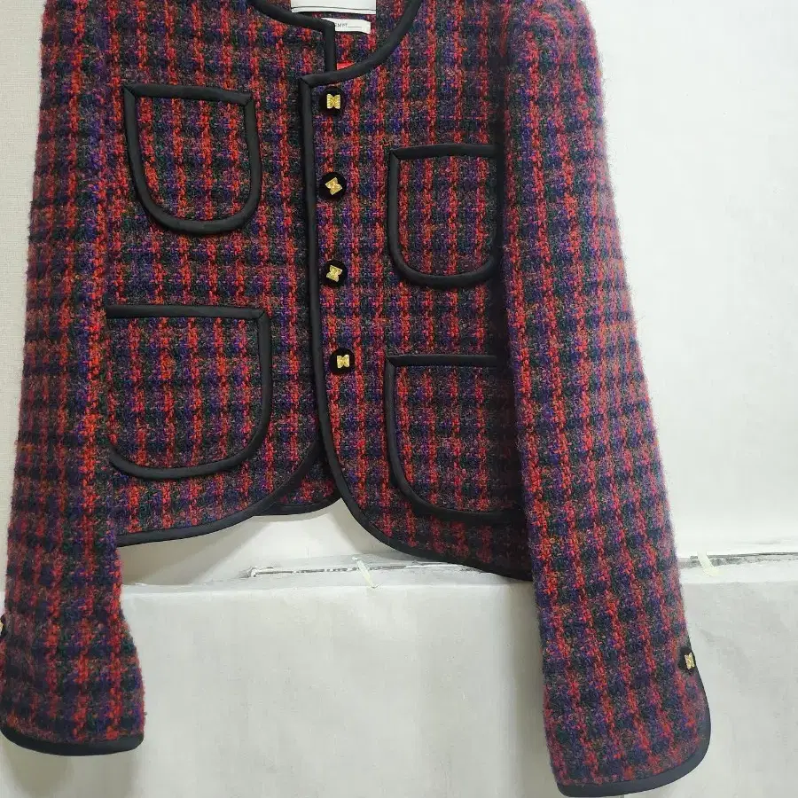 잉크 eenk TWICE Check Paneled Short Jacket