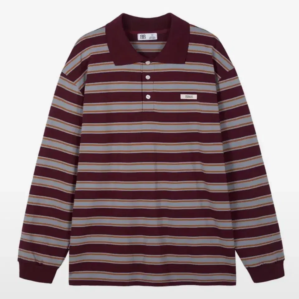 락케이크 Striped Polo T-Shirt - Wine 스트라이티 티