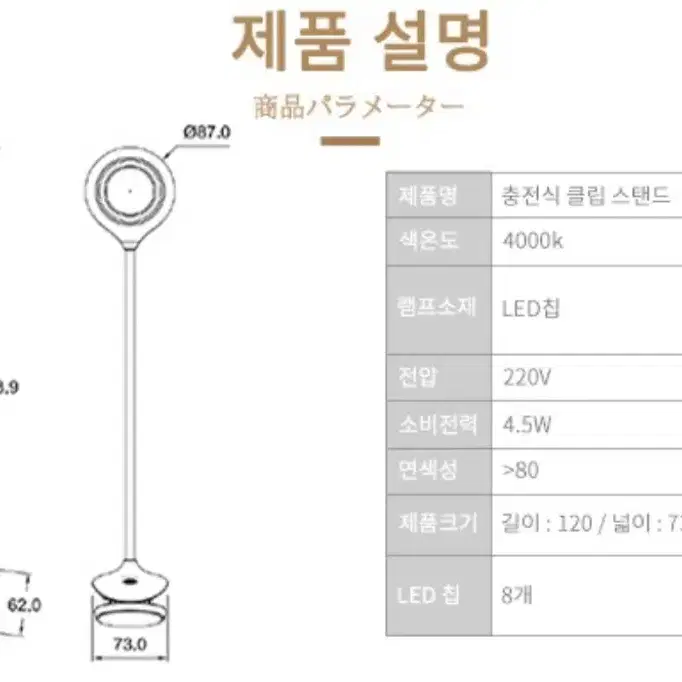 스탠드LED(새상품) 무료배송 파나소닉 독서등 4000K(주백색)