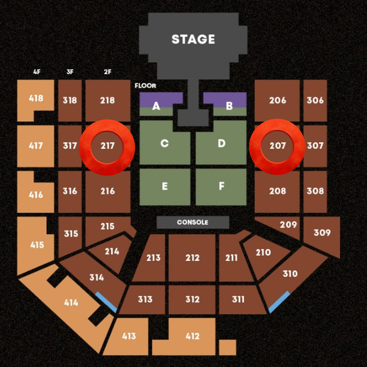 [최고명당] 태양 콘서트 207구역 2열 1석, 308구역 6열 2연석