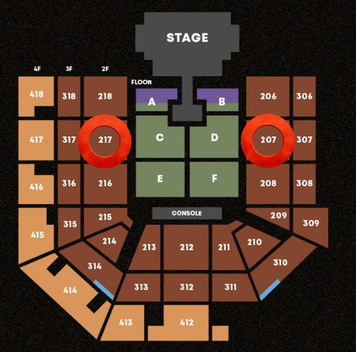 [최고명당] 태양 콘서트 207구역 2열 1석, 308구역 6열 2연석