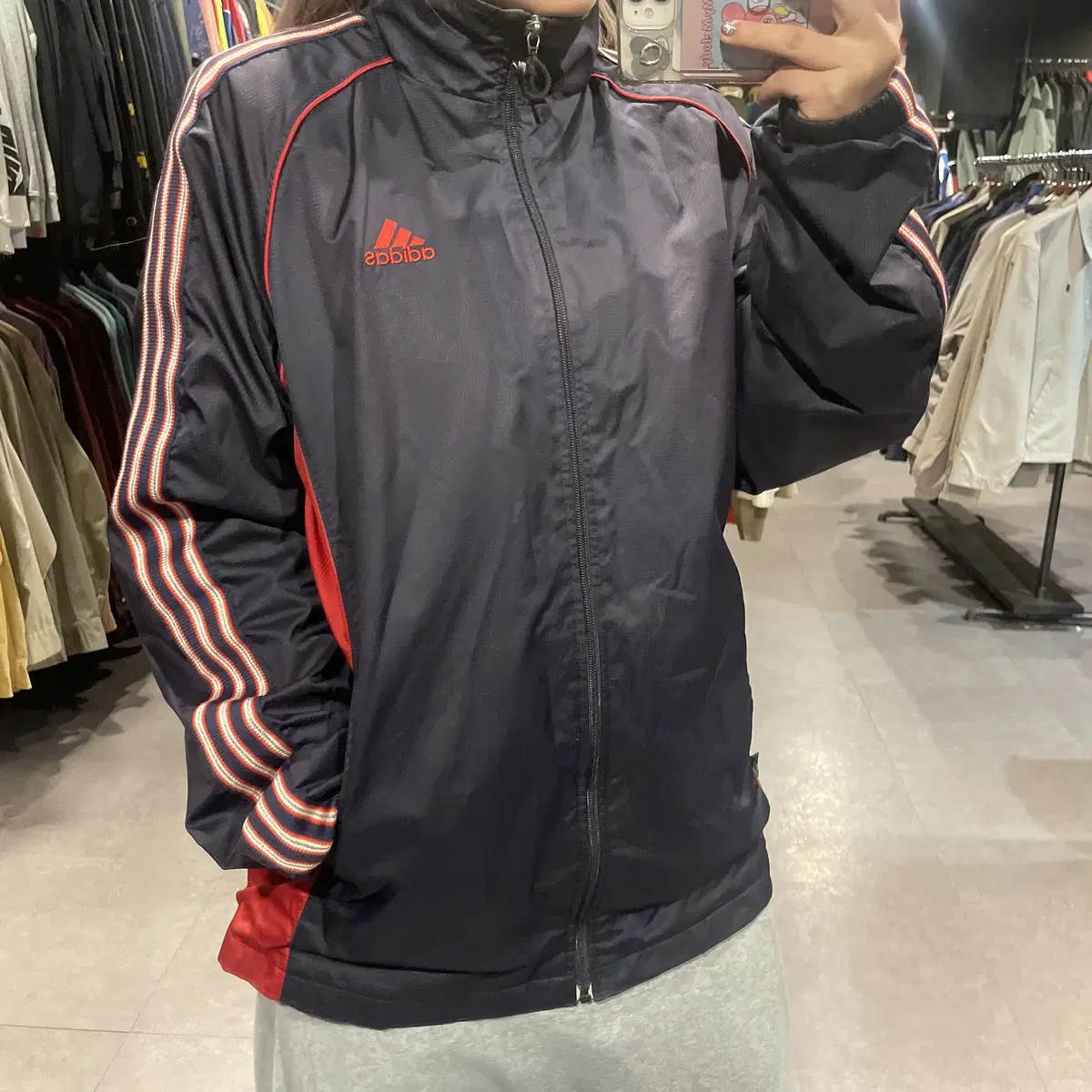 (364) ADIDAS 아디다스 스우시 배색 바람막이 자켓