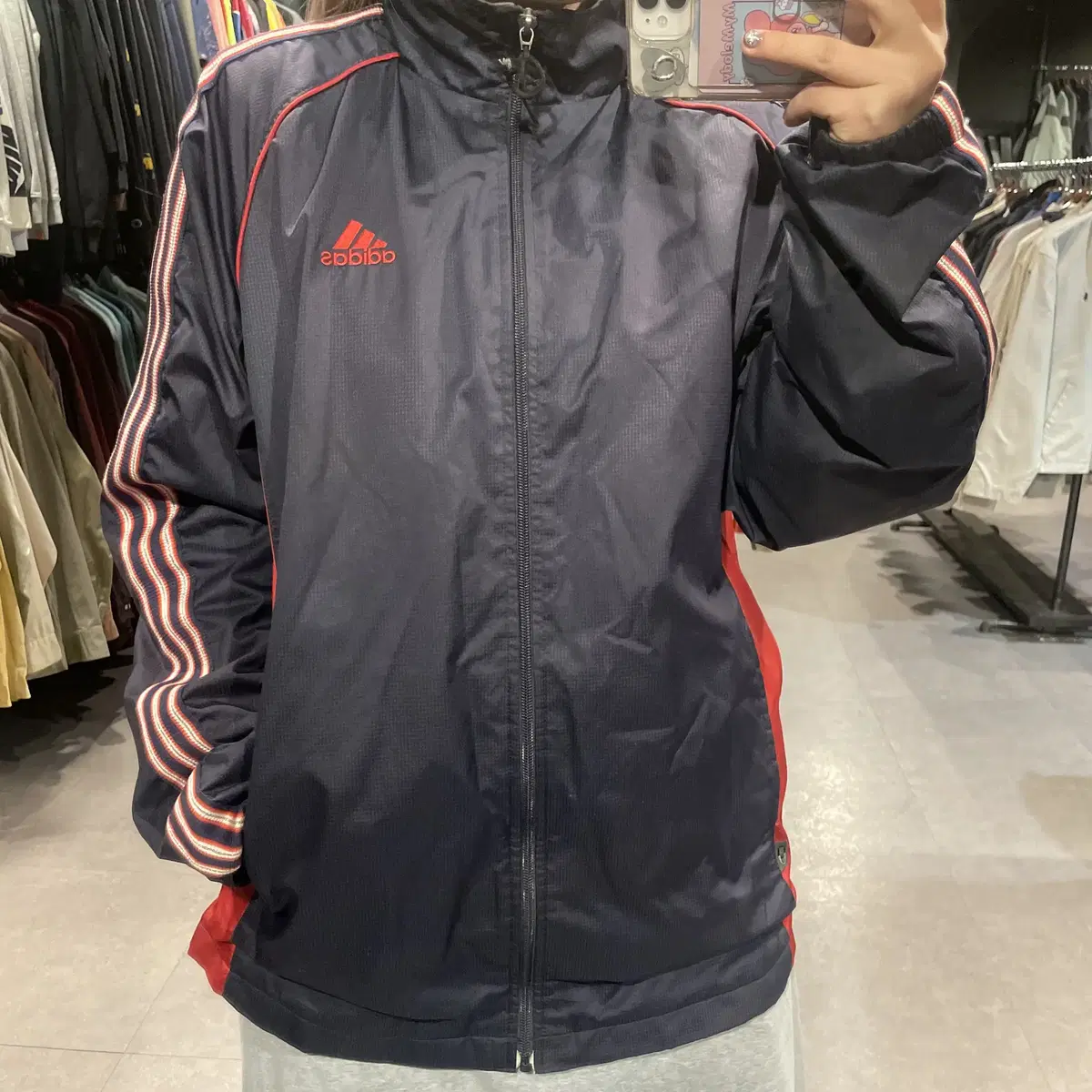 (364) ADIDAS 아디다스 스우시 배색 바람막이 자켓