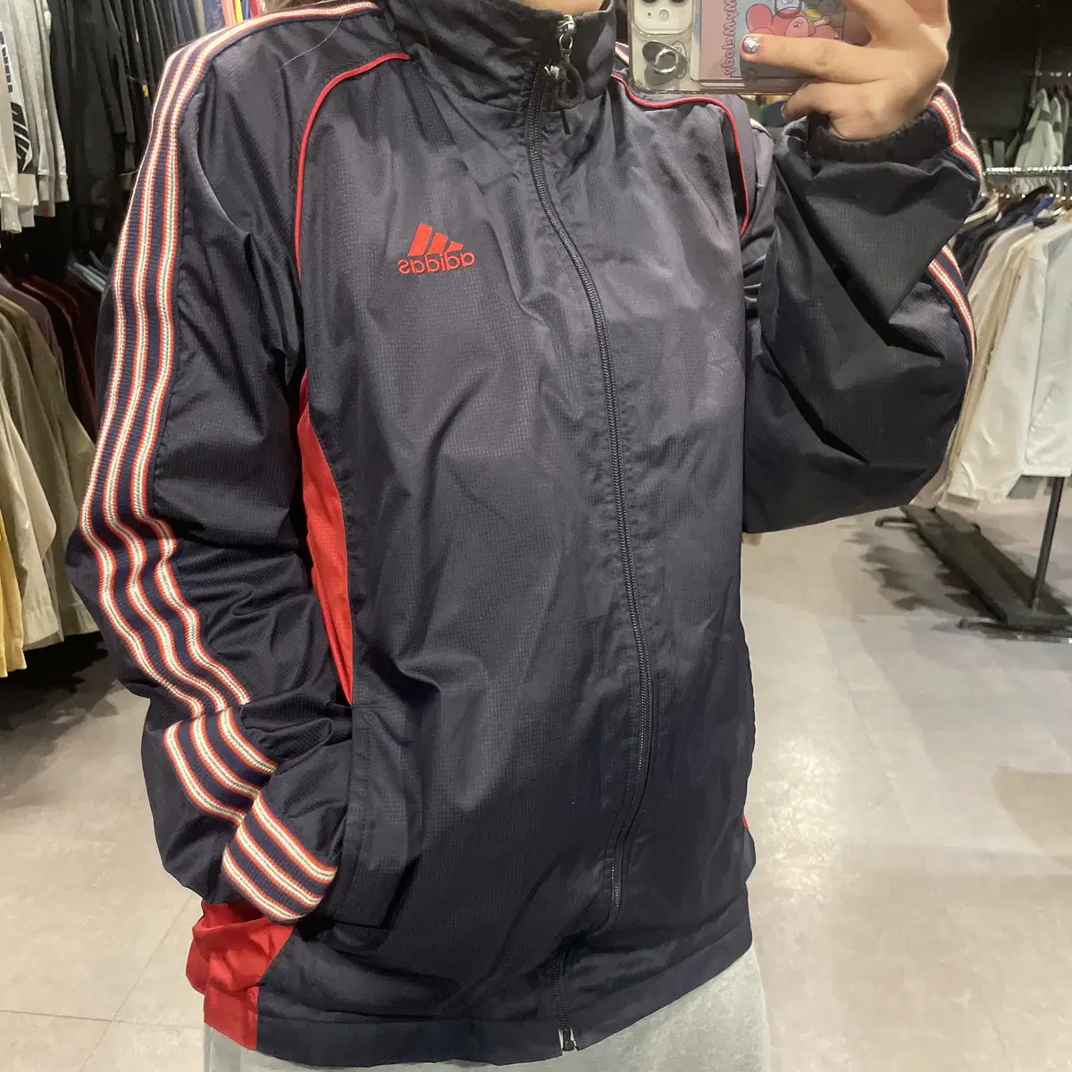 (364) ADIDAS 아디다스 스우시 배색 바람막이 자켓