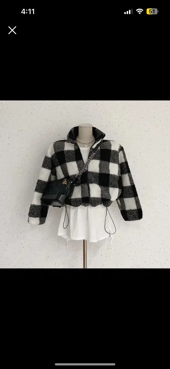 Checked fleece puffer