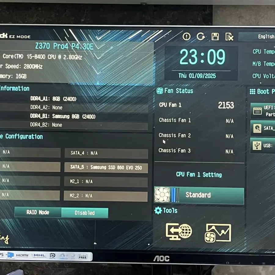 i5 8400 cpu + z370 pro4