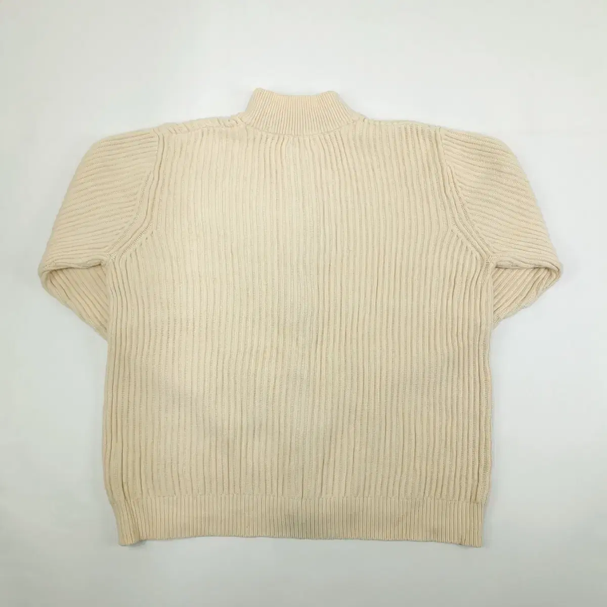 (CS693)XL 엘엘빈 아이보리 리브드 집업 니트 스웨터knit