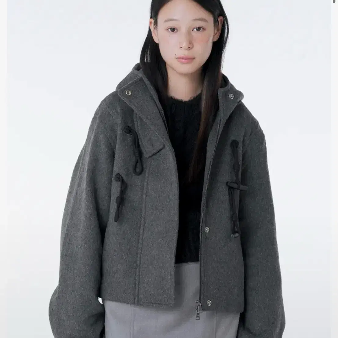 미세키서울 Duffle hoodie short coat CHARCOAL