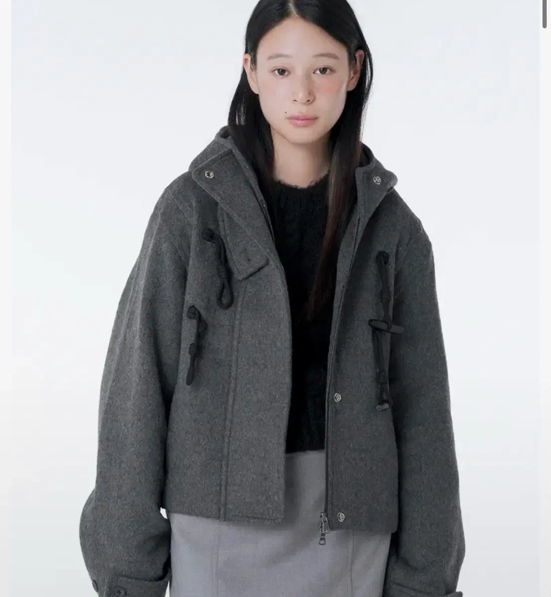 미세키서울 Duffle hoodie short coat CHARCOAL