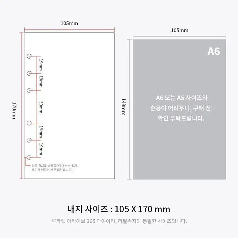 [띵] 루카랩_모눈종이 A6 속지띵 /다꾸 문구 소분