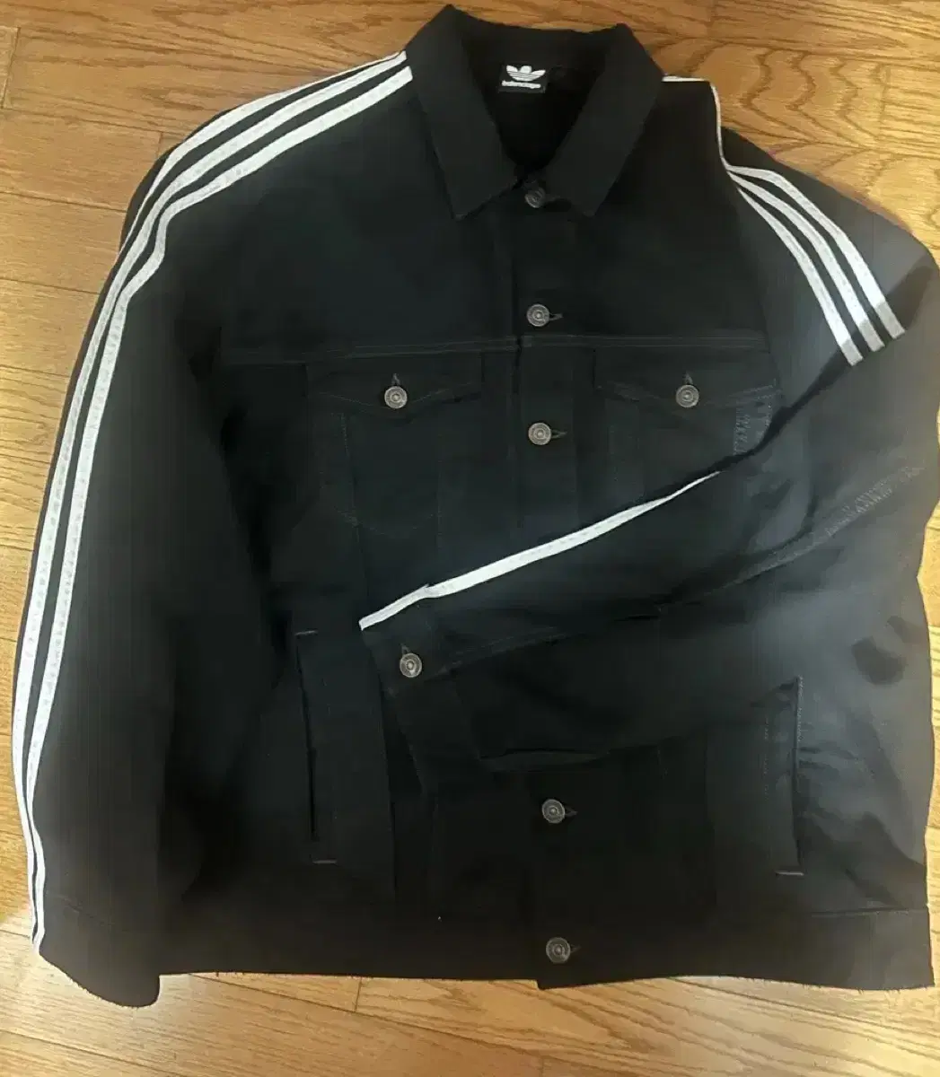 [1] Balenciaga x Adidas Denim Jacket Black and Blue Oversized Trucker