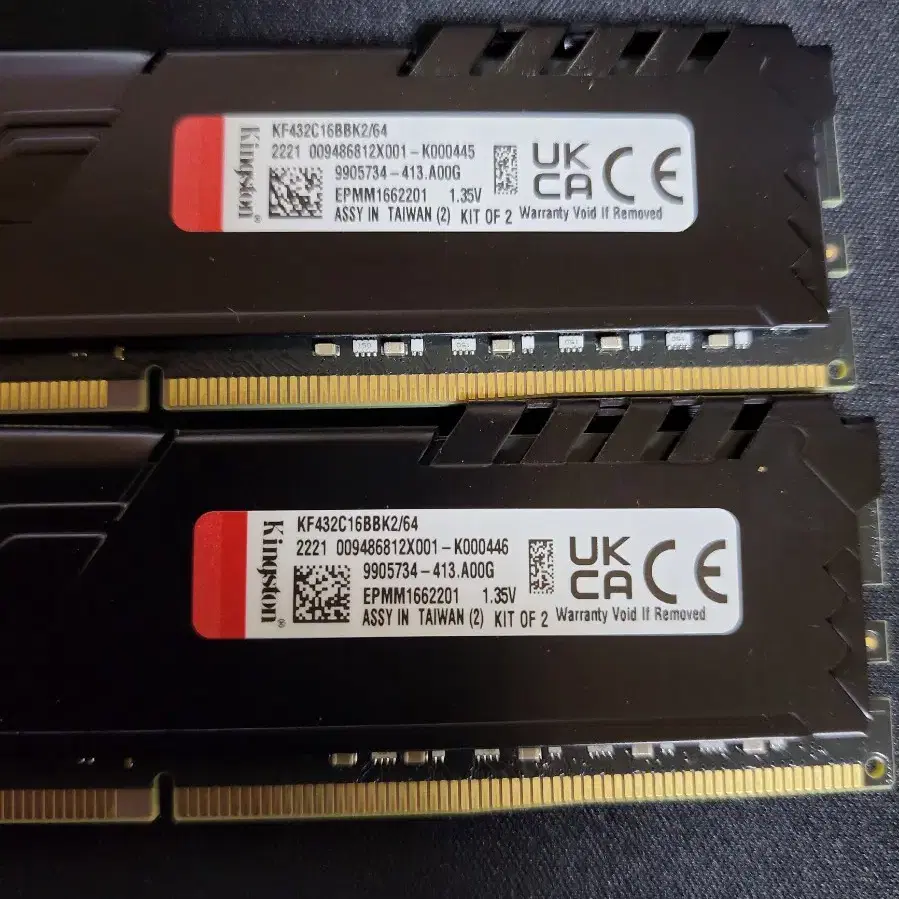 컴퓨터 메모리 킹스톤 DDR4 3200MHZ 64GB(32GB 두개)