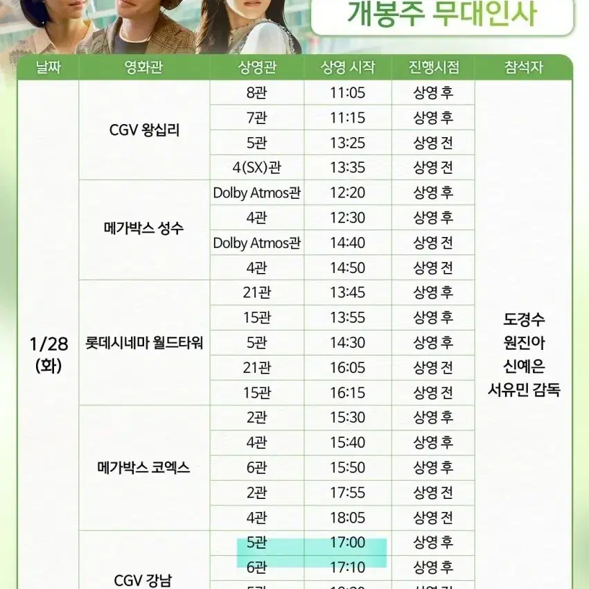 1/28 말할수없는비밀 무대인사 A열 중블 2연석 강남 도경수