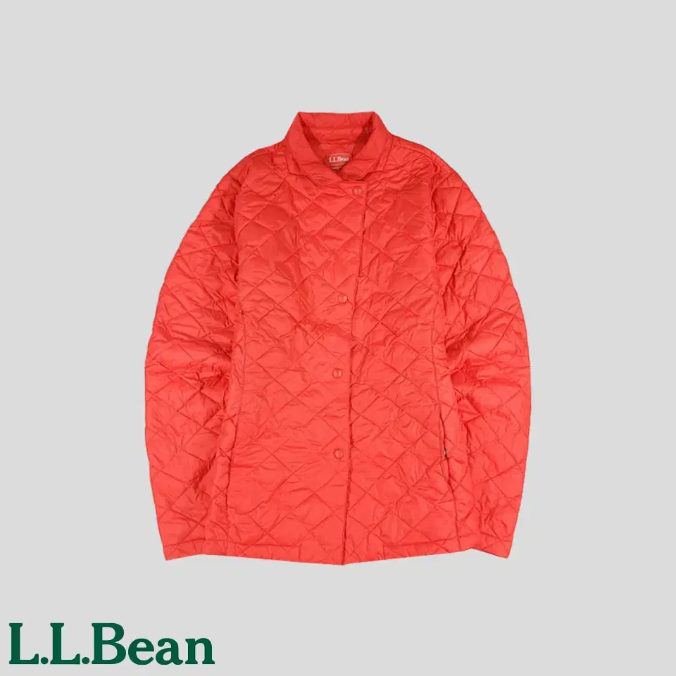 L.L.BEAN 엘엘빈 레드 다이아몬드 퀼팅 나일론 패디드 폴리 카라넥