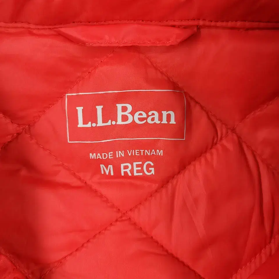 L.L.BEAN 엘엘빈 레드 다이아몬드 퀼팅 나일론 패디드 폴리 카라넥