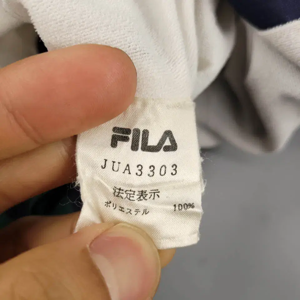 FILA 필라 휠라 90s 네이비 그린 배색 로고자수 패치 라이닝 올드스