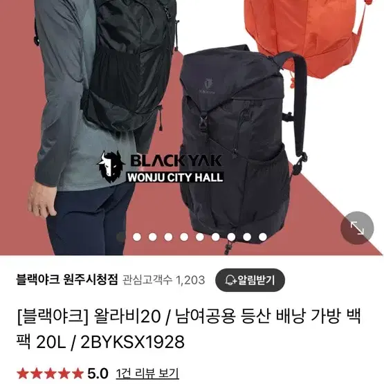 블랙야크 왈라비 등산가방 20L 새상품