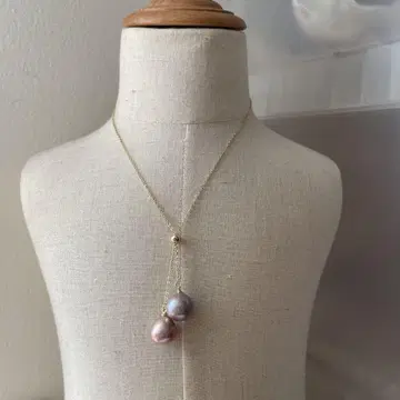 천연 담수 펄 목걸이 바로크 아보카도 천연색 대형 14KGF