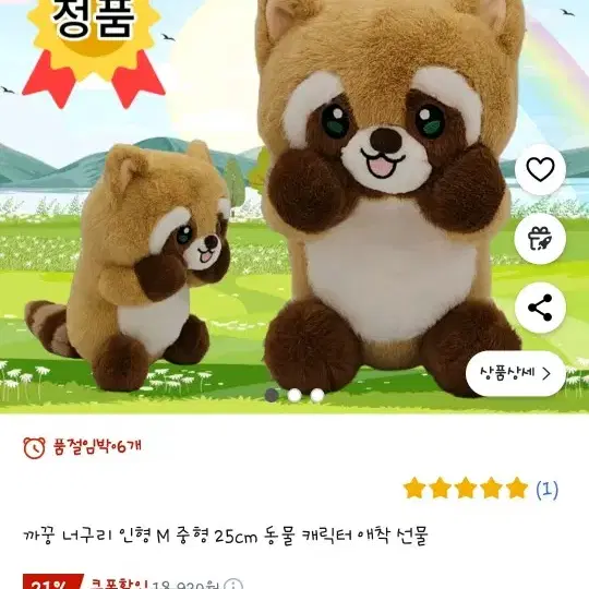 까꿍 너구리 25cm 인형 새상품