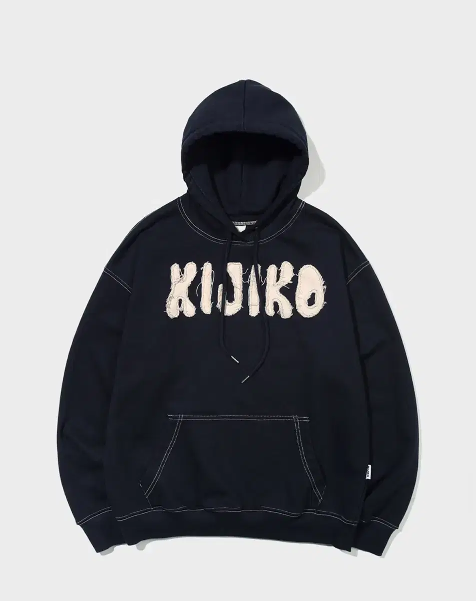 키지코 Applique Grunge Hoodie Navy