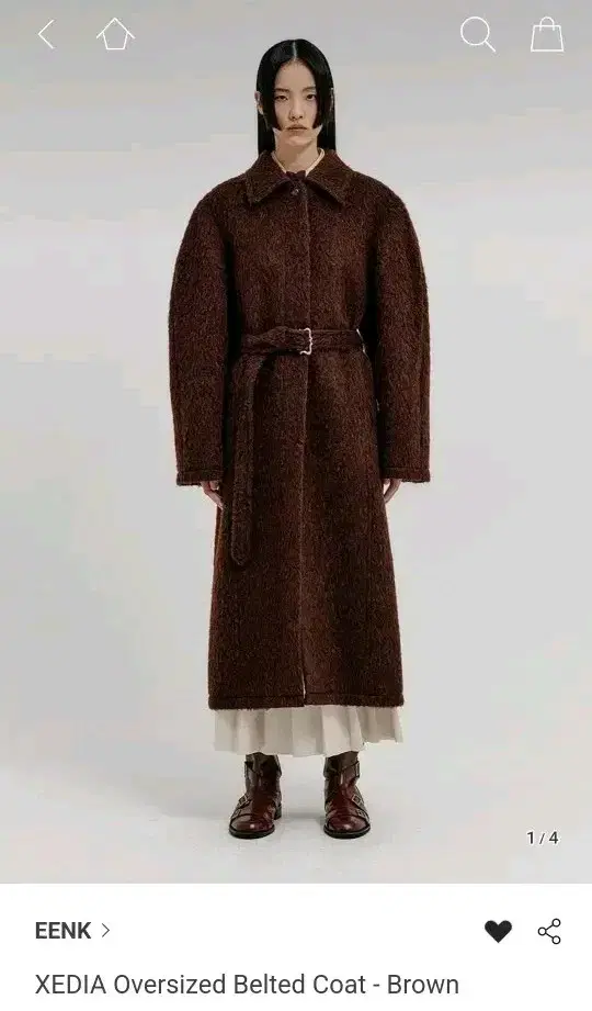 Ink XEDIA Oversized Belted Coat - Brown