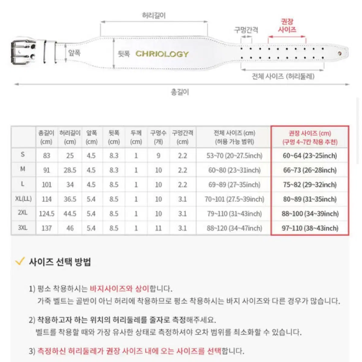 크리오로지 가죽벨트 M