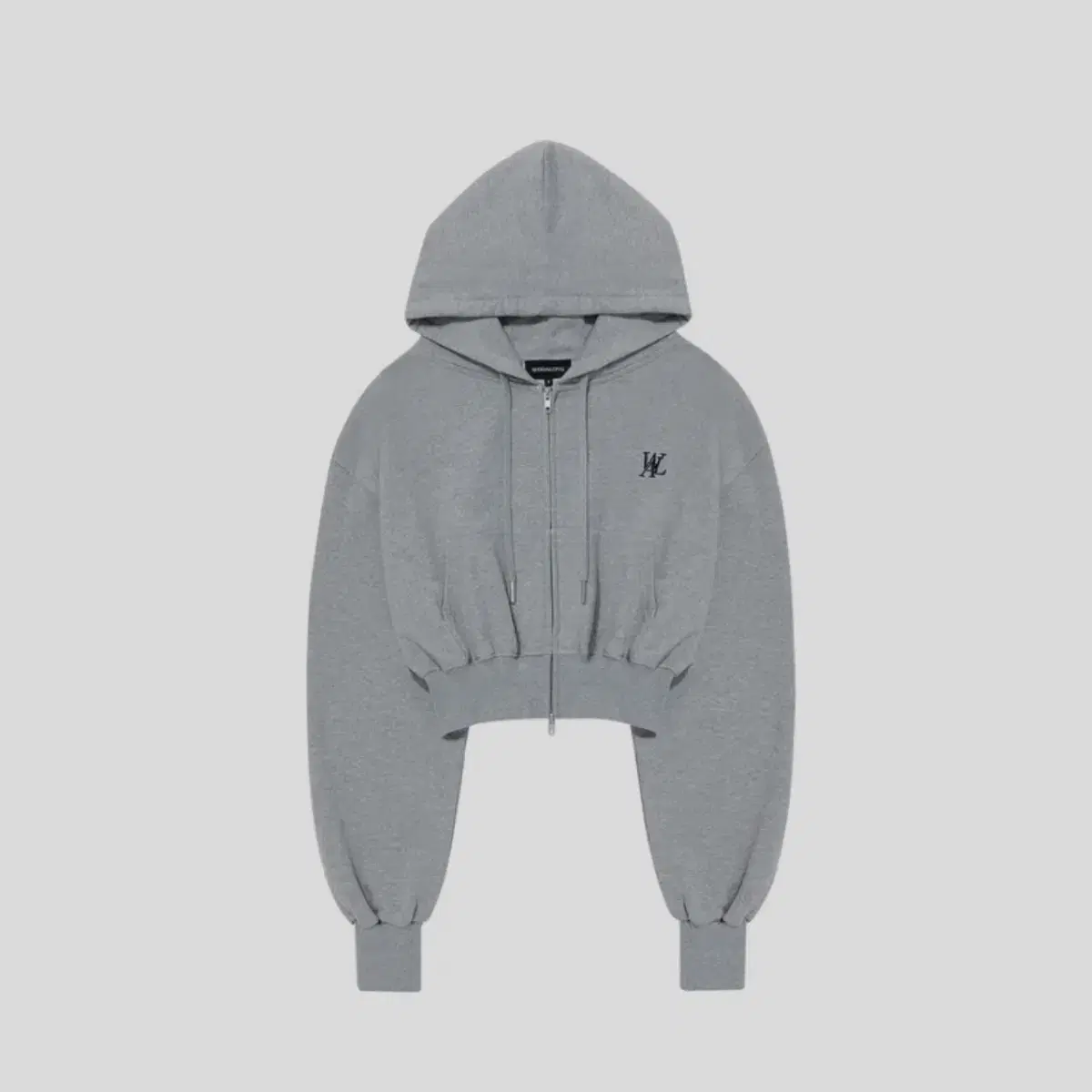 우알롱 시그니처 크롭 후드집업 crop hood zip 그레이