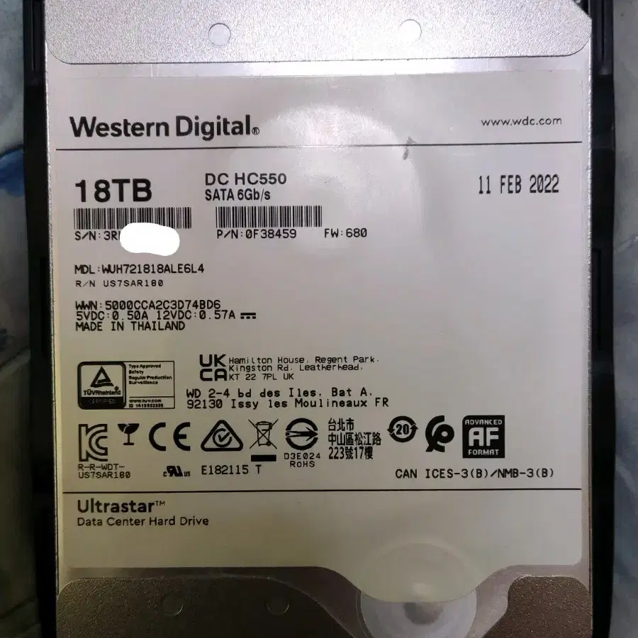 WD Ultrastar DC HC550 7200/512M 18TB