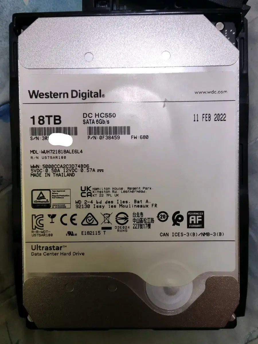 WD Ultrastar DC HC550 7200/512M 18TB