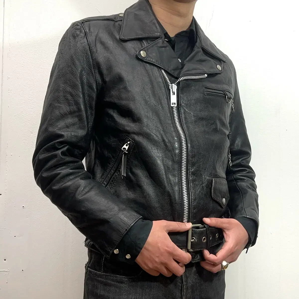 80s Houston Cow Leather Biker Jacket