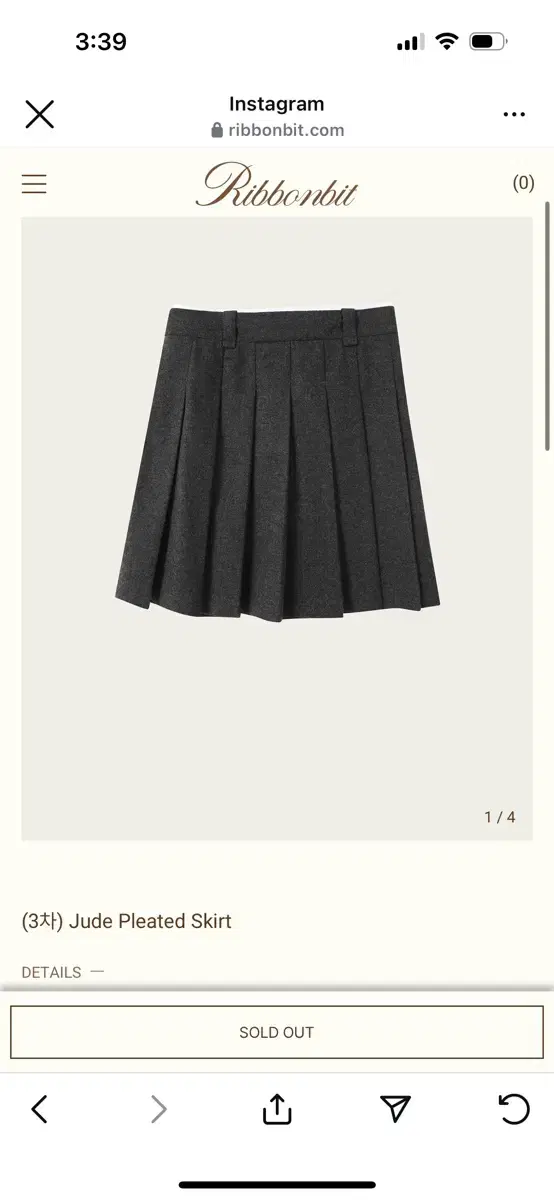 리본빛Jude Pleated Skirt S