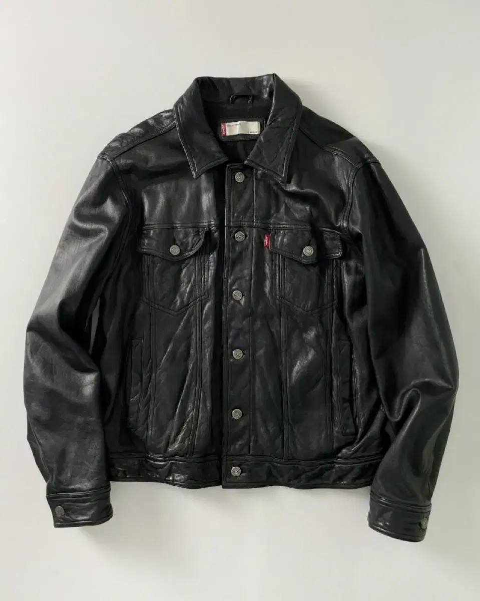 Levis Genuine Men's XL Black Sheepskin Leather Jacket Brushed Rider Biker