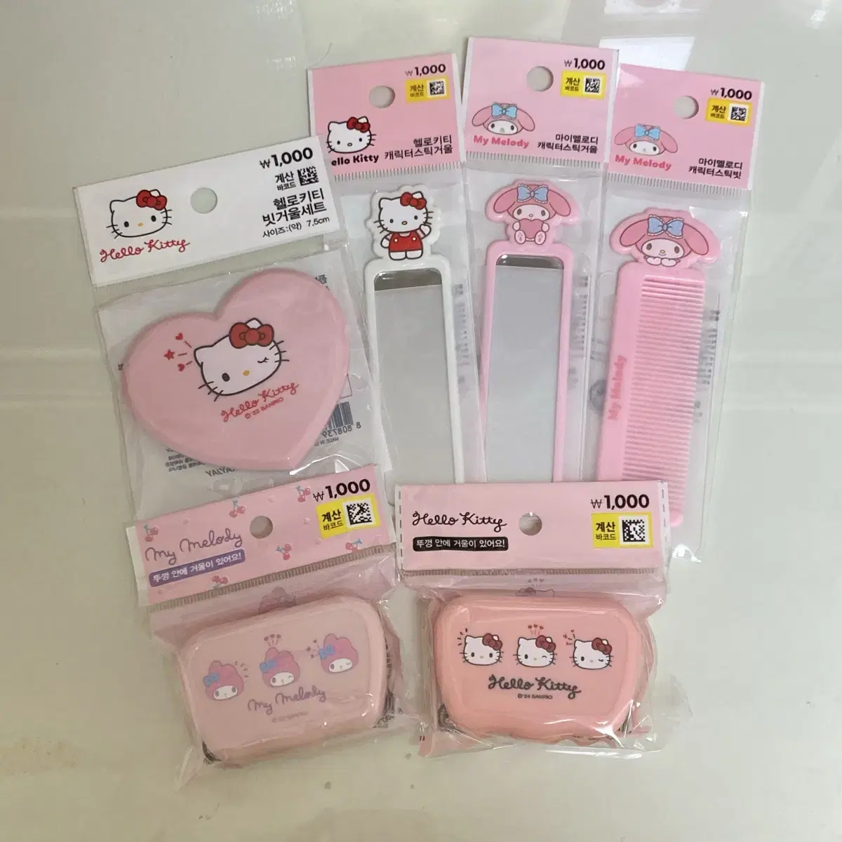 Hello Kitty My Melody 50th Anniversary Hair Brush Set Hand Mirror Hair Brush Lens Case