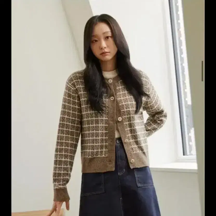 드파운드 tweed cardigan - brown