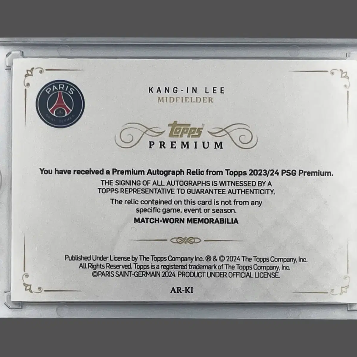 [Topps] 이강인 친필 사인 PSG 경기 실착 패치 온오토 40한정