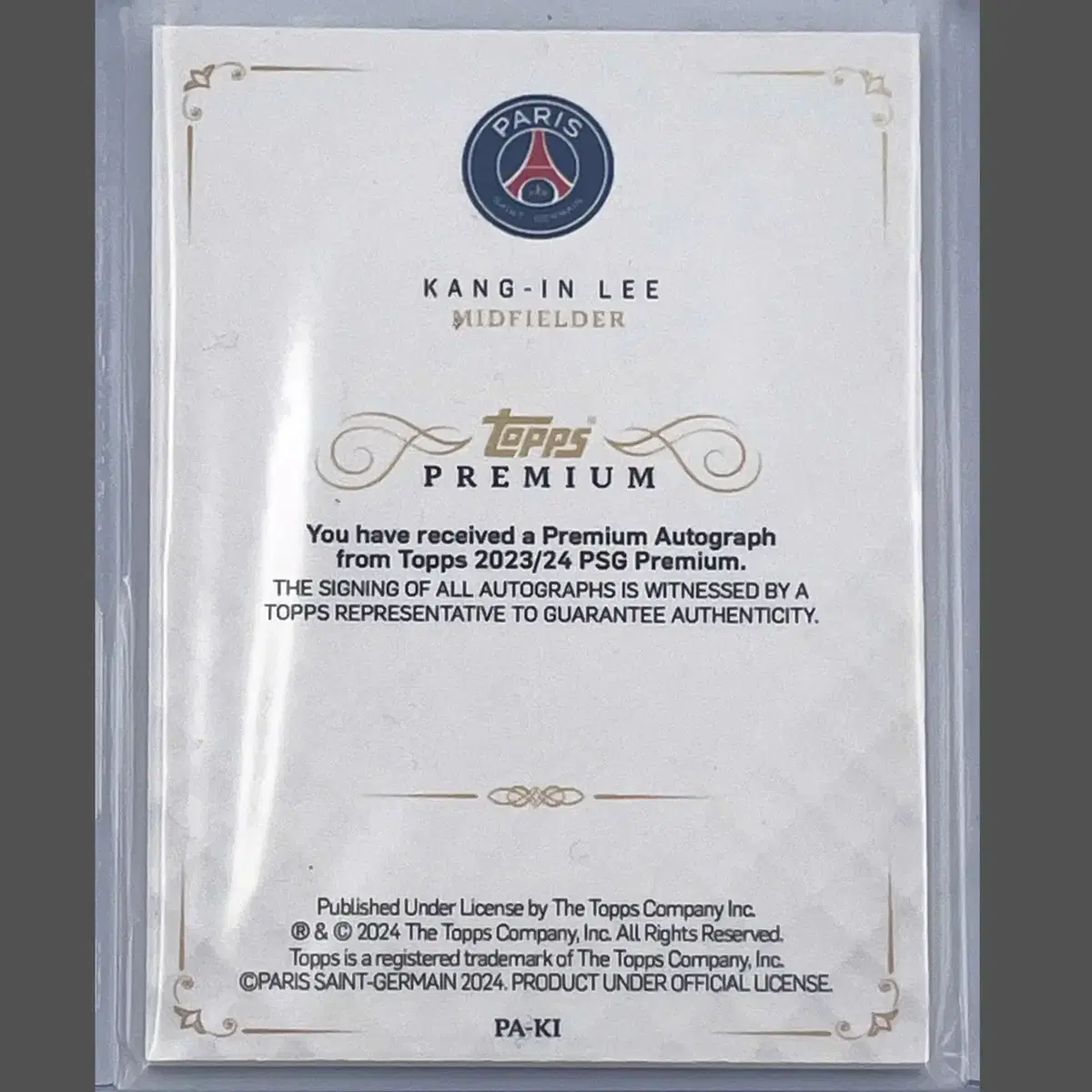 [Topps] 이강인 친필 싸인 사인 PSG 온오토 49한정 카드