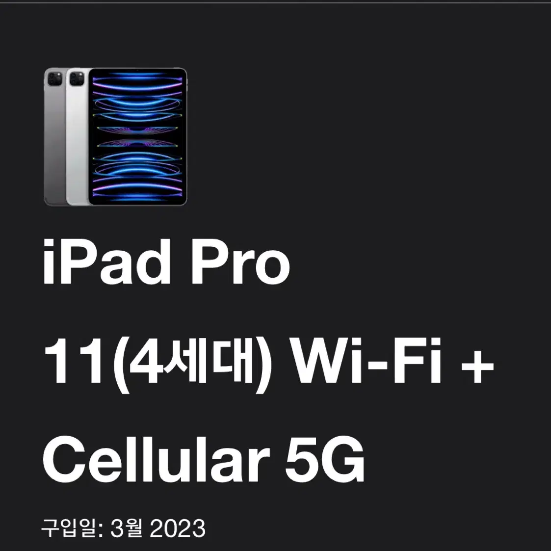 아이패드 프로 11 4세대 Wi-Fi + Cellular 5G 256기가