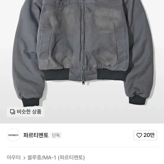 파르티멘토 ma-1 3M 신슐레이트 VTG 워시드 웨스턴 블루종 차콜