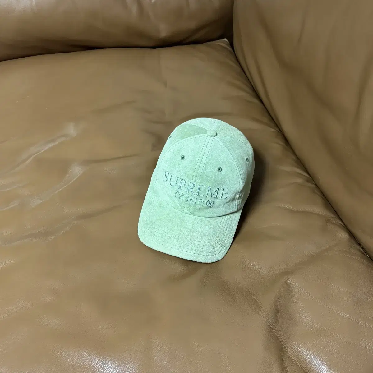 Supreme 슈프림 6패널 볼캡 모자 Paris Suede Green