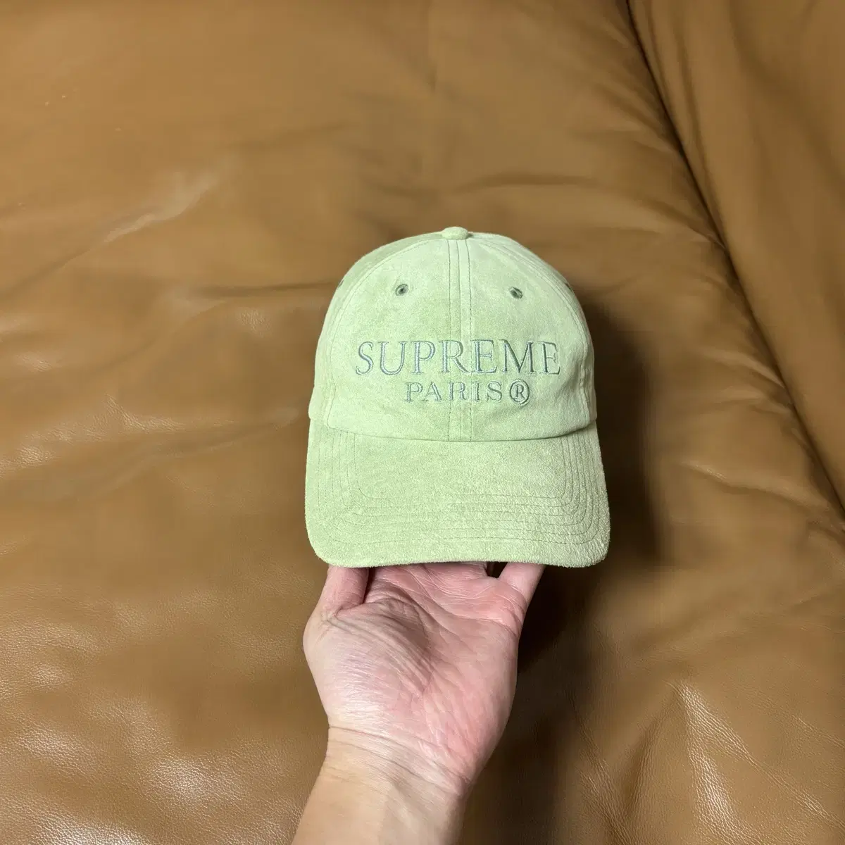 Supreme 슈프림 6패널 볼캡 모자 Paris Suede Green