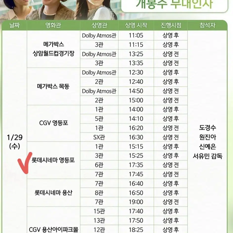 말할수없는비밀 1/29 롯데 영등포 통로 단석 무인양도